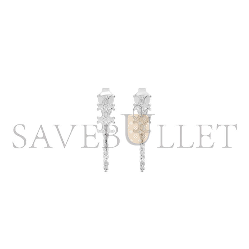 Ce1i*e TRIOMPHE CHAIN EARRINGS IN BRASS WITH RHODIUM FINISH SILVER 460RC6BRA-36SI